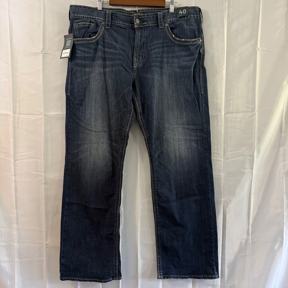 Silver Jeans Co Gordie Loose Fit Straight Leg Indigo Blue Denim Jeans 40x34 NEW